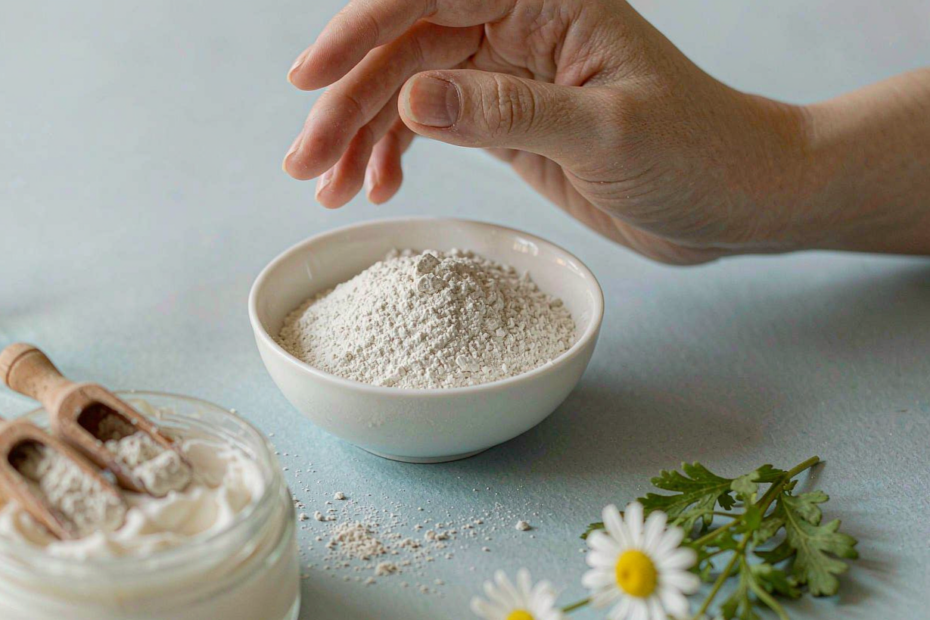 Soothing skincare flat lay